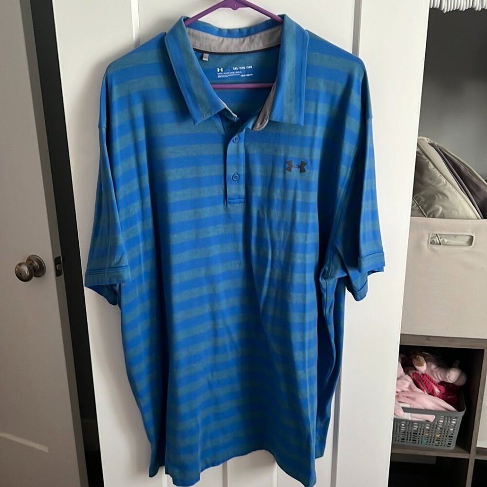 3xl xxxl under armour mens polo stripe blue